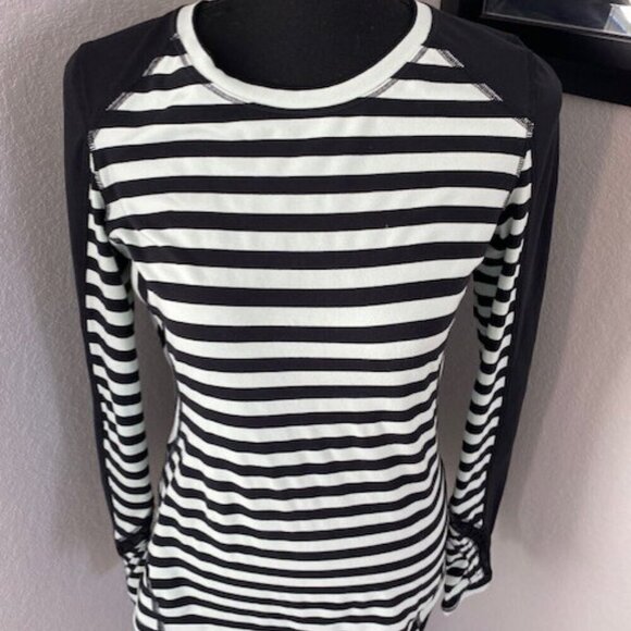 LULULEMON Run Reflect Black Sea Stripe Mint Long Sleeve - Picture 6 of 13